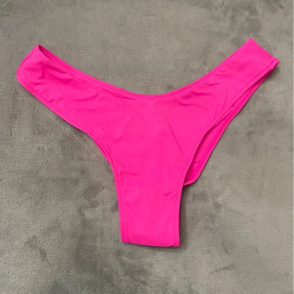 New! Frankies Bikinis Enzo Cheeky Bikini Bottom Bright Pink 10728